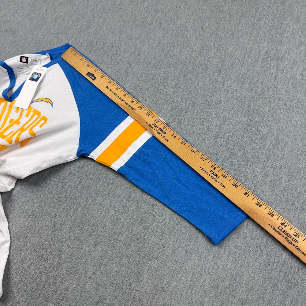Las Angeles Chargers Shirt Women Medium White Blue VNeck NFL Football 3/4 Sleeve - Picture 7 of 10
